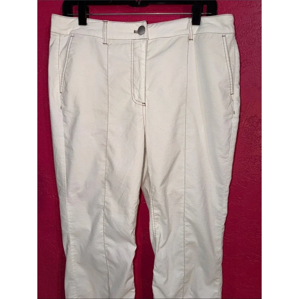 Nicole Miller Cropped White Women's linen/cotton blend Pants Straight Leg. Sz 10